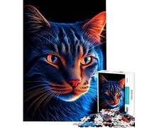 Teenagers Puzzles 1000 Piece Jigsaws Aesthetic Neon Cat Help The Brain Exercise Pattern Assembly Relax Games Suitable for Ages 14 And Up (38x26cm)