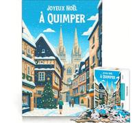 Teenagers Puzzles 1000 Piece Jigsaws Affiche Noël Quimper, Impossible Game, Interesting Stress Reduction, for Is Ideal As A Gift 38x52cm