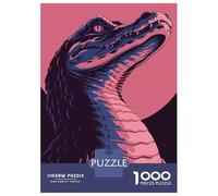 Teenagers Puzzles 1000 Piece Jigsaws Alligator Illustration in Pink And Blue Jigsaws for Adults Fun Games Presents for Women Deal As Gifts for The Whole Family 52x38cm/1000pcs