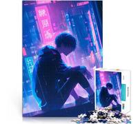 teenagers Puzzles 1000 Piece Jigsaws Anime Boy in Neon City DIY-Spielzeug eignet sich ideal als Geschenk für die ganze Familie52x38cm