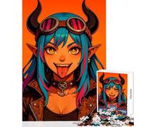 Teenagers Puzzles 1000 Piece Jigsaws Anime Devil Girl with Goggles Educational Games For Family Fun Anti-Stress Toys Deal As Gifts for The Whole Family (50X75CM)