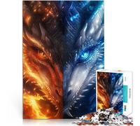 teenagers Puzzles 1000 Piece Jigsaws Anime dragon fire and ice Denkspiel Einzigartige Geburtstags- und Geschenkideen38x26cm