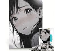 Teenagers Puzzles 1000 Piece Jigsaws Anime Girl Crying in Rain, Practical Game, Difficult And Challenge, Challenging Game Gifts 38x26cm