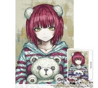 Teenagers Puzzles 1000 Piece Jigsaws Anime Girl with Teddy Bear Educational Games Learning Educational Educational Toy Deal As Gifts for The Whole Family (38X26CM)