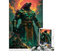 Teenagers Puzzles 1000 Piece Jigsaws Anthropomorphic Crocodile Warrior with Golden Armor Toy Wall Decor Art Work Gift Educational Games Help The Brain Exercise size 38x26cm