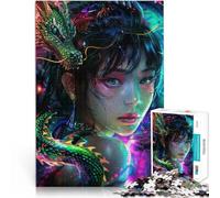 teenagers Puzzles 1000 Piece Jigsaws Asia woman a dragon Brain intelligence challenge addictive toys Unique Birthday and Gifts 50x70cm