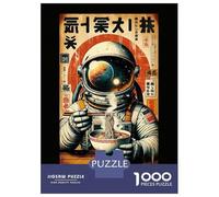Teenagers Puzzles 1000 Piece Jigsaws Astronaut Eating Ramen in Space Jigsaw Puzzle Fun Games Birthday Present Deal As Gifts for The Whole Family 70x50cm/1000pcs