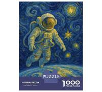 Teenagers Puzzles 1000 Piece Jigsaws Astronaut in Starry Night Style Jigsaw Puzzle Fun Games Birthday Present Deal As Gifts for The Whole Family 52x38cm/1000pcs