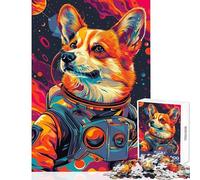 Teenagers Puzzles 1000 Piece Jigsaws Astronaut Space Corgi Educational Games Learning Educational Educational Toy Deal As Gifts for The Whole Family (75X50CM)