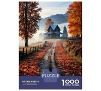 Teenagers Puzzles 1000 Piece Jigsaws Autumn Leaf Pathway Scene Puzzles for Adults Relaxing Games But Fun And Humorous Unique Birthday And Gifts 52x38cm/1000pcs