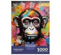 Teenagers Puzzles 1000 Piece Jigsaws Banksy Graffiti Ape Monkey Jigsaw Puzzle Fun Games Birthday Present Deal As Gifts for The Whole Family 38x26cm/1000pcs