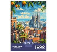 Teenagers Puzzles 1000 Piece Jigsaws Barcelona Spain Cityscape Puzzles for Adults Brain Teaser Game Wall Decoration Stress Reduction Gifts 52x38cm/1000pcs