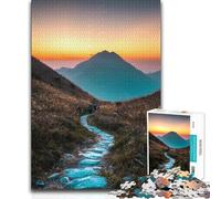 Teenagers Puzzles 1000 Piece Jigsaws Beautiful Hills at Sunset Tough Challenge Gift Birthday for 14+ Puzzle Game Offered 38x52cm