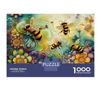 Teenagers Puzzles 1000 Piece Jigsaws Bee Art Print - Honey Bee Puzzles for Adults Relaxing Games But Fun And Humorous Unique Birthday And Gifts 38x26cm/1000pcs