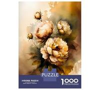 Teenagers Puzzles 1000 Piece Jigsaws Beige Flowers Abstract Art Puzzles for Adults Brain Teaser Game Wall Decoration Stress Reduction Gifts 70x50cm/1000pcs