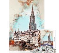 Teenagers Puzzles 1000 Piece Jigsaws Bern Watercolor Educational Games Learning Educational Educational Toy Deal As Gifts for The Whole Family (38X52CM)