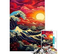 Teenagers Puzzles 1000 Piece Jigsaws Big Wave Beach Sunset Jigsaw Hands-on Game Birthday Present Deal As Gifts for The Whole Family (Size 50x75cm)