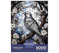 Teenagers Puzzles 1000 Piece Jigsaws Bird Glass Window Puzzles for Adults Brain Teaser Game Wall Decoration Stress Reduction Gifts 52x38cm/1000pcs
