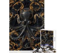 Teenagers Puzzles 1000 Piece Jigsaws Black And Gold Octopus Educational Games Learning Educational Educational Toy Deal As Gifts for The Whole Family (38X26CM)
