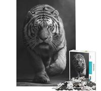 Teenagers Puzzles 1000 Piece Jigsaws Black And White Tiger Challenging To Complete Learning Educational Family Games for And from 14 Years And over (38x26cm)