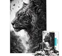 Teenagers Puzzles 1000 Piece Jigsaws Black And White Tiger for Birthday, Chrismas Wall Decoration Educational Game for And 14 Years And over (38x26cm)