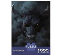Teenagers Puzzles 1000 Piece Jigsaws Black Bull in Smoke Jigsaws for Adults Fun Games Presents for Women Deal As Gifts for The Whole Family 70x50cm/1000pcs