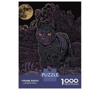 Teenagers Puzzles 1000 Piece Jigsaws Black Cat in Graveyard Jigsaw Relaxing Games Analysis And Logic Deal As Gifts for The Whole Family 52x38cm/1000pcs