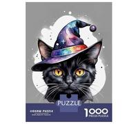 Teenagers Puzzles 1000 Piece Jigsaws Black Cat Wizard Jigsaw Puzzle Fun Games Birthday Present Deal As Gifts for The Whole Family 52x38cm/1000pcs
