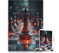 Teenagers Puzzles 1000 Piece Jigsaws Black King Chess Piece Educational Family Game Difficult Hard Birthday Gift Size 38x26cm