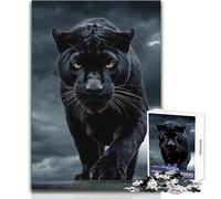 Teenagers Puzzles 1000 Piece Jigsaws Black Panther in The Storm Educational Family Game Difficult Hard Birthday Gift Size 38x26cm