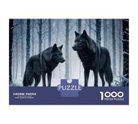 Teenagers Puzzles 1000 Piece Jigsaws Black Wolves in Snowy Forest Puzzles for Adults Relaxing Games But Fun And Humorous Unique Birthday And Gifts 38x26cm/1000pcs