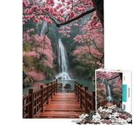 Teenagers Puzzles 1000 Piece Jigsaws Blossom Bridge Waterfall Jigsaw Puzzle Brain Teaser Game Hand Speed Race Help The Brain Exercise (Size 38x52cm)