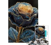 Teenagers Puzzles 1000 Piece Jigsaws Blue And Gold Rose Challenging To Complete Learning Educational Family Games for And from 14 Years And over (38x52cm)