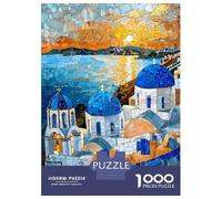 Teenagers Puzzles 1000 Piece Jigsaws Blue Domes of Greece Jigsaw Puzzle Fun Games Birthday Present Deal As Gifts for The Whole Family 70x50cm/1000pcs