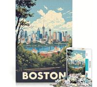 Teenagers Puzzles 1000 Piece Jigsaws Boston Poster, Impossible Game, Interesting Stress Reduction, for Is Ideal As A Gift 38x52cm