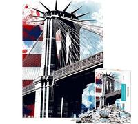 Teenagers Puzzles 1000 Piece Jigsaws Brooklyn Bridge Vintage Adult Jigsaw Brain Teaser Game Presents for Women Deal As Gifts for The Whole Family (Size 38x26cm)