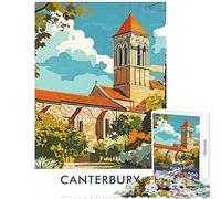 Teenagers Puzzles 1000 Piece Jigsaws Canterbury Cathedral Illustration Educational Game Wall Art Home Decoration Toys Wishlist with Santa Claus (50X75cm)