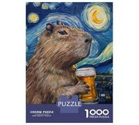 Teenagers Puzzles 1000 Piece Jigsaws Capybara Drinking Beer Jigsaw for Adults Anti-Stress Toys Birthday Present Help The Brain Exercise 52x38cm/1000pcs