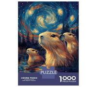 Teenagers Puzzles 1000 Piece Jigsaws Capybara Under Starry Night Puzzles for Adults Brain Teaser Game Wall Decoration Stress Reduction Gifts 38x26cm/1000pcs