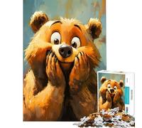 Teenagers Puzzles 1000 Piece Jigsaws Cartoon Bear with Surprised Expression Help The Brain Exercise For Family Fun DIY Toys for And from 14 Years And over (50x75cm)