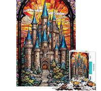 Teenagers Puzzles 1000 Piece Jigsaws Castle Stained Glass Jigsaw Puzzle Brain Teaser Game Hand Speed Race Help The Brain Exercise (Size 38x26cm)