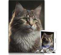 Teenagers Puzzles 1000 Piece Jigsaws Cat AI Generative Beautiful Design Game Perfect Decoration Gift For Birthdays Size 38x26cm
