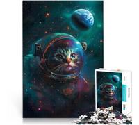 teenagers Puzzles 1000 Piece Jigsaws Cat Astronaut in Space Lernspielzeug Jedes Stück ist einzigartig Anspruchsvolles Familienspiel38x26cm