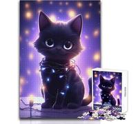 Teenagers Puzzles 1000 Piece Jigsaws Cat Kitten Christmas Light Educational Family Game Difficult Hard Birthday Gift Size 38x52cm