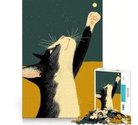Teenagers Puzzles 1000 Piece Jigsaws Cat Reaching for Star Tight Joint Game Cognitive Game Toy Easy Time Fun Xmas Decor Gift (38x52cm)