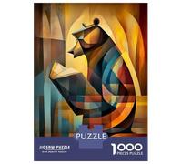 Teenagers Puzzles 1000 Piece Jigsaws Charming Bear - Cubist Reader in Deep Thought Jigsaw Puzzle Fun Games Birthday Present Deal As Gifts for The Whole Family 38x26cm/1000pcs