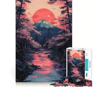 Teenagers Puzzles 1000 Piece Jigsaws Cherry Blossom Sunset Tight Joint Game Cognitive Game Toy Easy Time Fun Xmas Decor Gift (50x75cm)