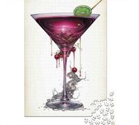Teenagers Puzzles 1000 Piece Jigsaws Cherry Limeade Martini Cocktail Adult Jigsaw Relaxing Games Hand Speed Race Deal As Gifts for The Whole Family 38x26cm/1000pcs