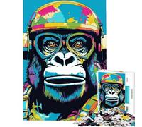 Teenagers Puzzles 1000 Piece Jigsaws Colorful Gorilla Pilot Portrait Adult Puzzles Hands-on Game Presents for Women Deal As Gifts for The Whole Family (Size 38x26cm)