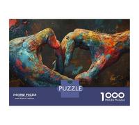 Teenagers Puzzles 1000 Piece Jigsaws Colorful Hands Heart Shape Jigsaws for Adults Fun Games Presents for Women Deal As Gifts for The Whole Family 70x50cm/1000pcs